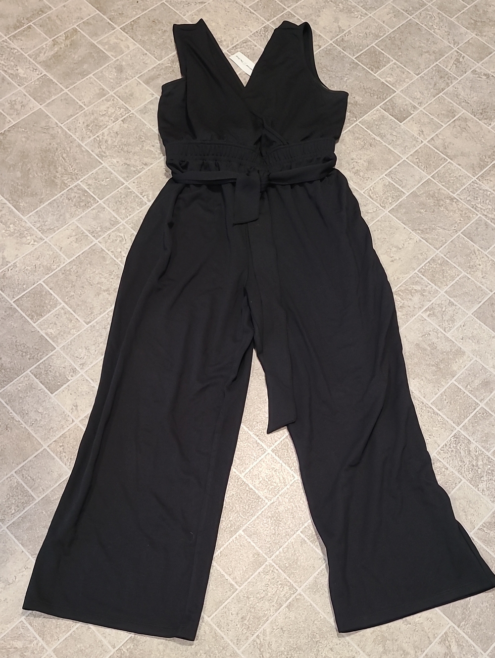 The Drop Caralyn Mirand Black Wrap Front Sleeveless Wide Leg Jumpsuit sz XL -NEW